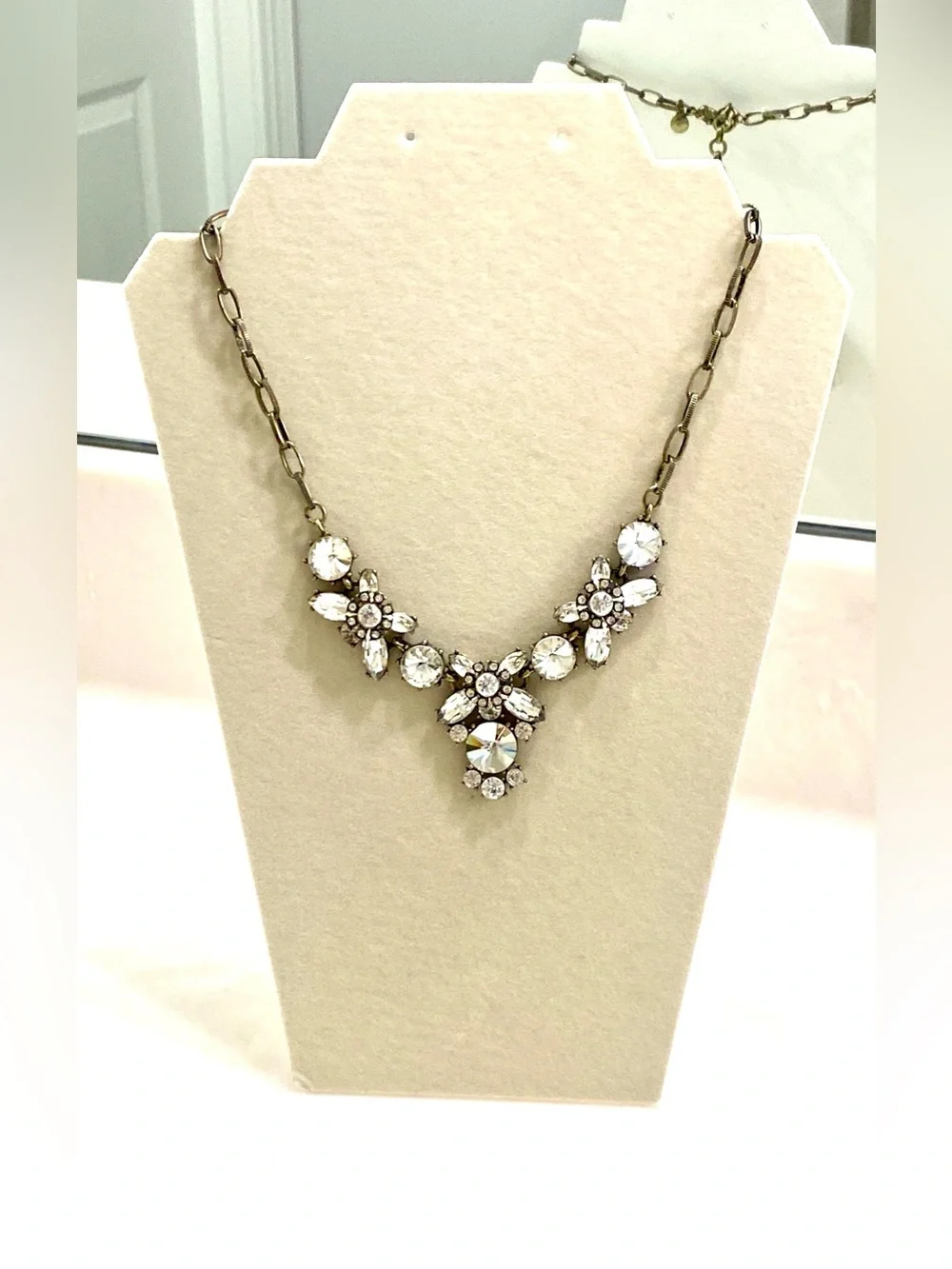 J. Crew Vintage Gold-Tone Crystal Floral Statement Necklace